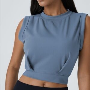 082HO.- Crew Neck Sleeveless Cropped Yoga Tank Top. Size L